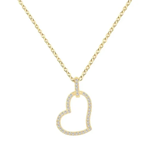 Collier femme coeur EDORA PLAQUE OR et oxydes