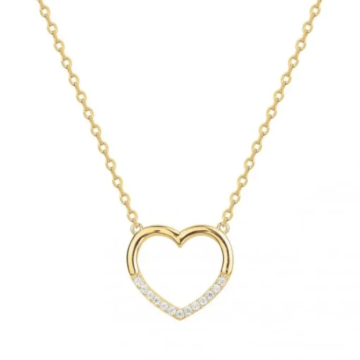 Collier femme coeur empierré EDORA PLAQUE OR et oxydes