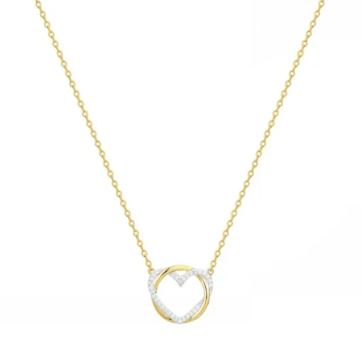 Collier Femme Coeur PLAQUE OR Jaune et Oxydes