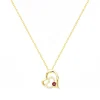 Collier Femme Coeur PLAQUE OR Jaune et Spinelle Rouge