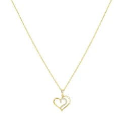 Collier Femme Coeur PLAQUE OR Jaune et Oxydes