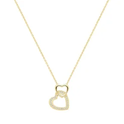 Collier Femme Coeur PLAQUE OR Jaune et Oxydes