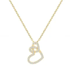 Collier femme coeurs entrelacés EDORA PLAQUE OR et oxydes