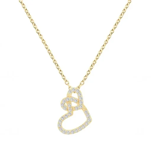 Collier femme coeurs entrelacés EDORA PLAQUE OR et oxydes