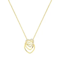 Collier femme coeurs entrelacés EDORA PLAQUE OR et oxydes