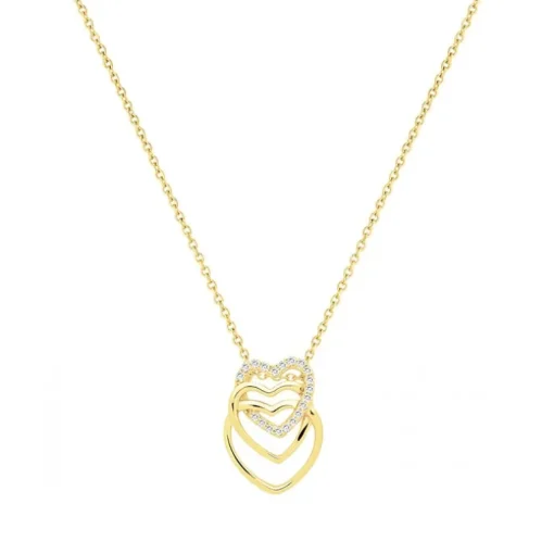 Collier femme coeurs entrelacés EDORA PLAQUE OR et oxydes