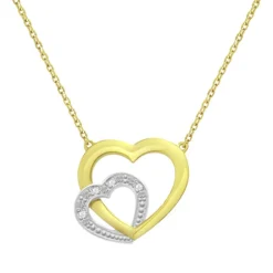 Collier Femme Coeurs OR 750/1000 Bicolore et Diamants