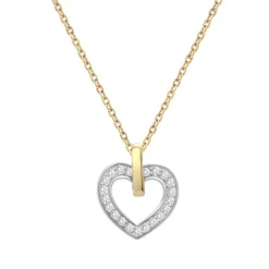 Collier Femme Coeurs OR 375/1000 Bicolore et Oxydes