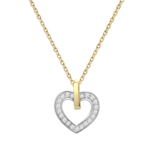 Collier Femme Coeurs OR 375/1000 Bicolore et Oxydes