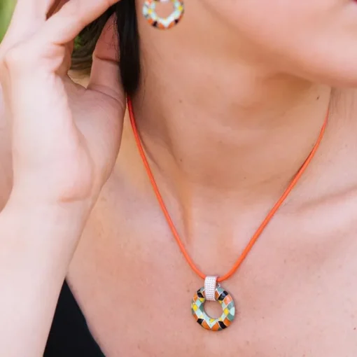 Collier Femme Cordon Huilé UNA STORIA Orange