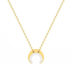 Collier femme croissant empierré EDORA PLAQUE OR et oxydes