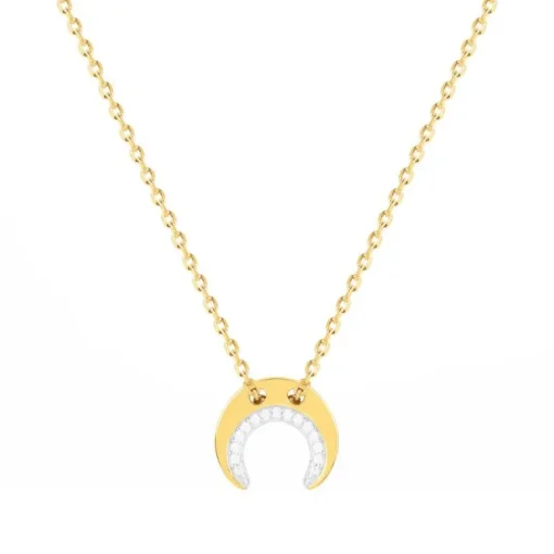 Collier femme croissant empierré EDORA PLAQUE OR et oxydes