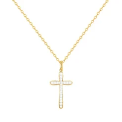 Collier femme croix EDORA PLAQUE OR et oxydes