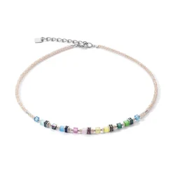 Collier Femme CŒUR DE LION MINI CUBES MULTICOLORE PASTEL Acier Inoxydable