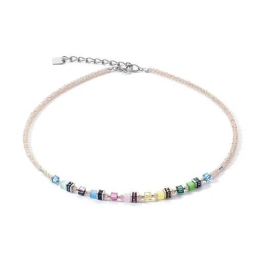 Collier Femme CŒUR DE LION MINI CUBES MULTICOLORE PASTEL Acier Inoxydable