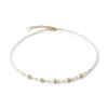 Collier Femme CŒUR DE LION MINI CUBES BLANC Acier Doré