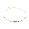Collier Femme CŒUR DE LION SQUARE STRIPES OR-MAGENTA Acier Doré