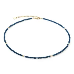 Collier Femme CŒUR DE LION TWINKLE BLEU Acier Doré Verre Taillé