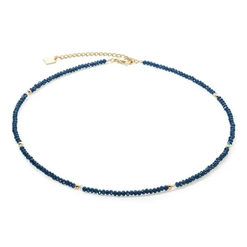 Collier Femme CŒUR DE LION TWINKLE BLEU Acier Doré Verre Taillé