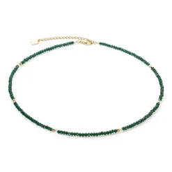 Collier Femme CŒUR DE LION TWINKLE VERT Acier Doré Verre Taillé