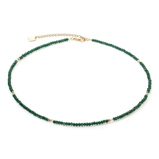 Collier Femme CŒUR DE LION TWINKLE VERT Acier Doré Verre Taillé