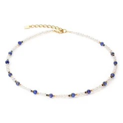 Collier Femme CŒUR DE LION FLOW Acier Doré Perles d'Eau Douce Et Sodalite