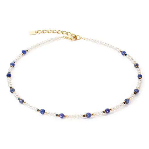 Collier Femme CŒUR DE LION FLOW Acier Doré Perles d'Eau Douce Et Sodalite