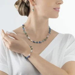 Collier Femme CŒUR DE LION GEOCUBE® ICONIC PRECIOUS VERT-TURQUOISE Acier Doré