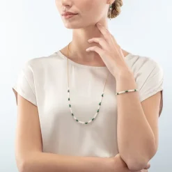Collier Femme CŒUR DE LION HARMONY Acier Doré Perles d'Eau Douce Et Malachite