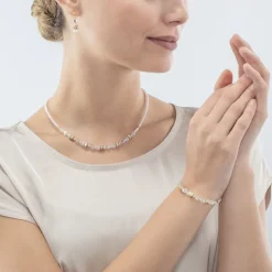 Collier Femme CŒUR DE LION MINI CUBES BLANC Acier Doré