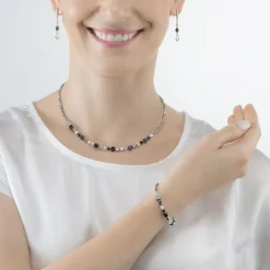 Collier Femme CŒUR DE LION PRINCESS SHAPE MIX NOIR-BLANC Acier Inoxydable
