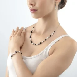 Collier Femme CŒUR DE LION MYSTERIOUS CUBES & PEARLS NOIR Acier Inoxydable