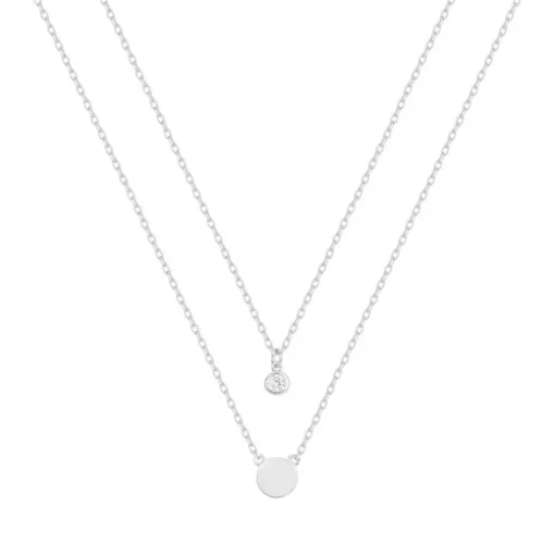 collier femme double edora argent 925/1000 et oxydes