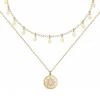 Collier femme double rang EDORA PLAQUE OR et oxydes