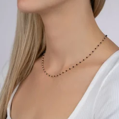 Collier Femme EDORA COLLECTION HARMONY Plaqué Or et Email Noir