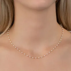 Collier Femme EDORA COLLECTION HARMONY Plaqué Or et Email Blanc