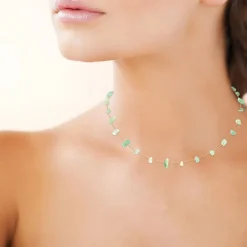 Collier Femme EDORA COLLECTION HARMONY Plaqué Or Quartzite Vert