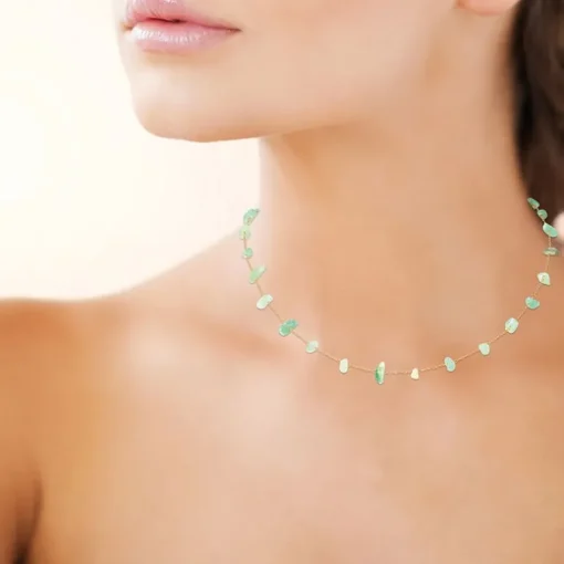 Collier Femme EDORA COLLECTION HARMONY Plaqué Or Quartzite Vert