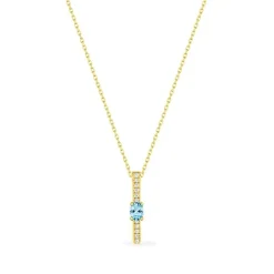 Collier Femme EDORA OR 375/1000 Aigue-Marine et Oxyde de Zirconium