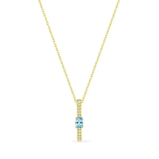 Collier Femme EDORA OR 375/1000 Aigue-Marine et Oxyde de Zirconium