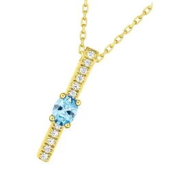 Collier Femme EDORA OR 375/1000 Aigue-Marine et Oxyde de Zirconium