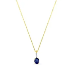 Collier Femme EDORA OR 375/1000 Bicolore Saphir et Diamant