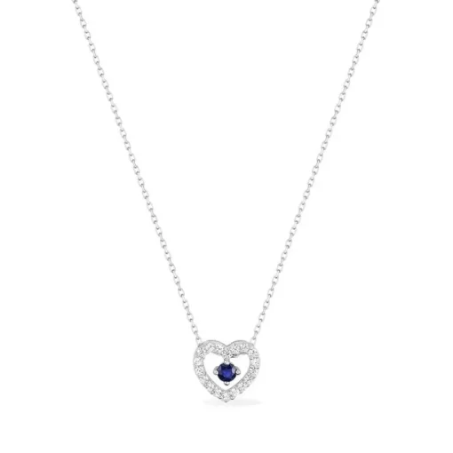 Collier Femme EDORA OR 375/1000 Blanc Saphir Oxydes de Zirconium