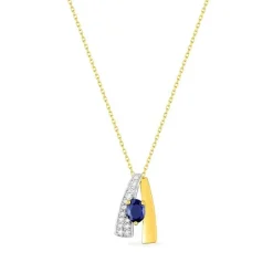 Collier Femme EDORA OR 375/1000 Bicolore Saphir Oxydes de Zirconium
