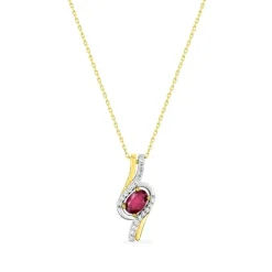 Collier Femme EDORA OR 375/1000 Bicolore Rubis Oxydes de Zirconium