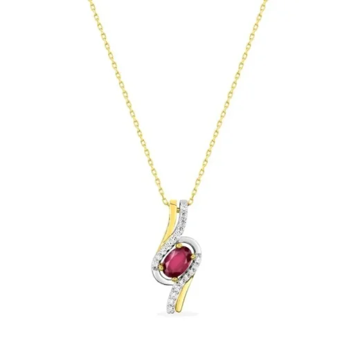 Collier Femme EDORA OR 375/1000 Bicolore Rubis Oxydes de Zirconium