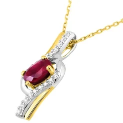 Collier Femme EDORA OR 375/1000 Bicolore Rubis Oxydes de Zirconium