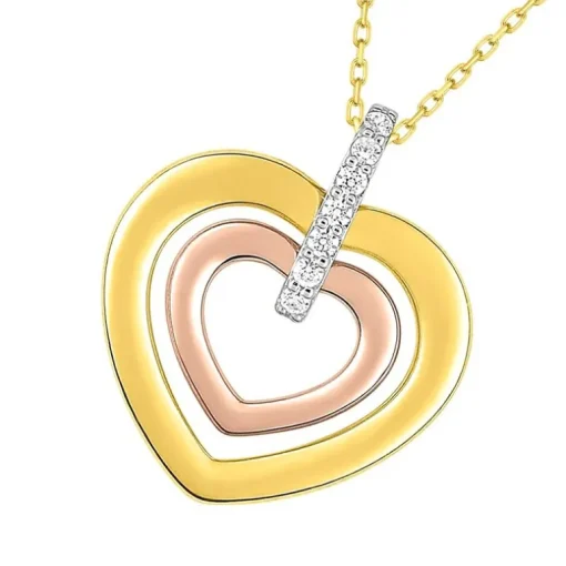 Collier Femme EDORA OR 375/1000 Tricolore Oxyde de Zirconium