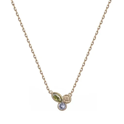 Collier femme EDORA PLAQUE OR et oxydes multicolores