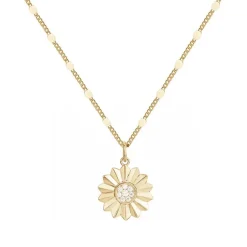 Collier femme fleur EDORA PLAQUE OR et oxydes